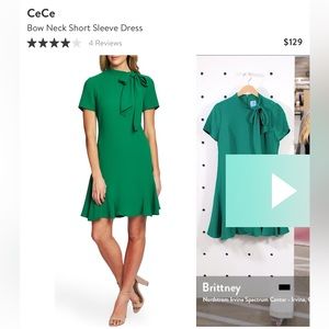 Bow Neck Short Sleeve Dress